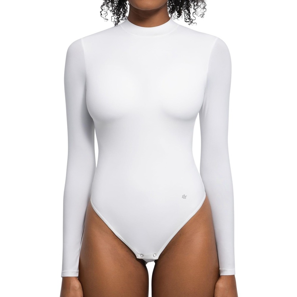 NWT Popilush Shapewear Bodysuit Long Sleeve High Neck Tummy Control Thong M‎